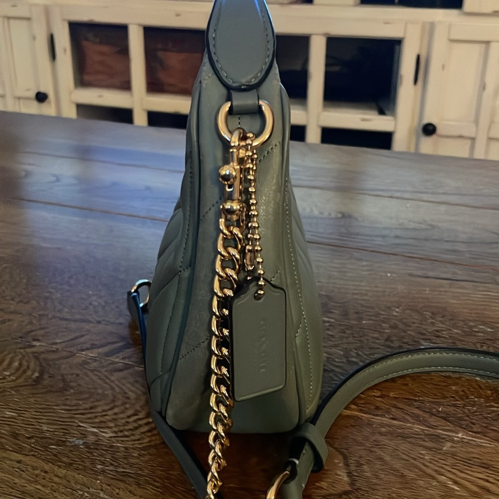 Coach Carmen Mini Crossbody Bag leather with Gold accents Sage Green CY710 - Picture 4 of 11